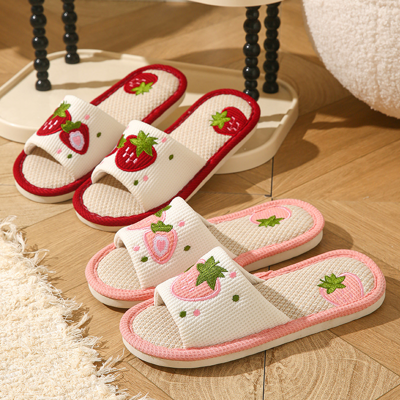 Strawberry Linen Women Slipper - đánh giá và giá Home Textile